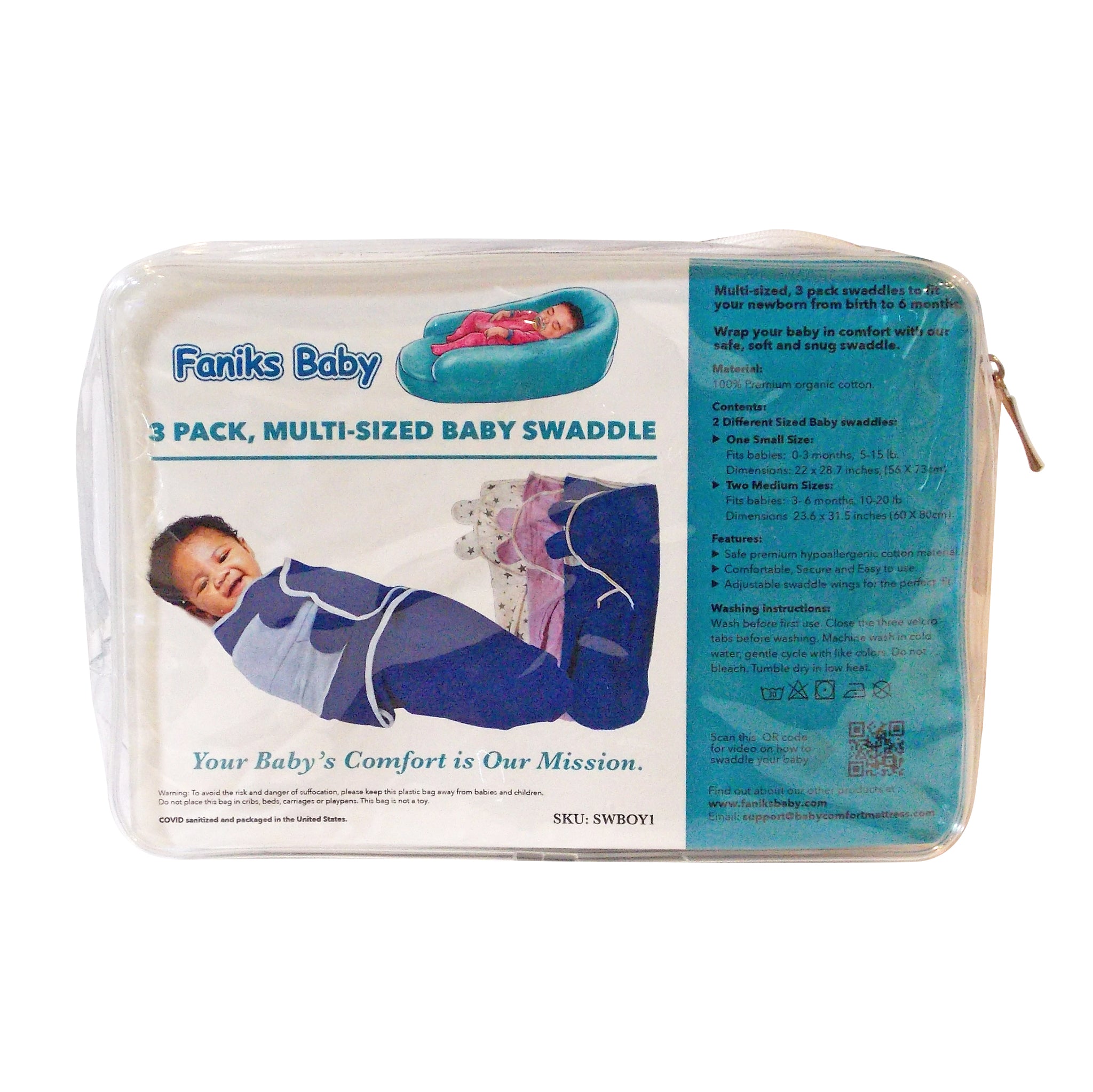 0-3 Month Adjustable Baby Swaddle Blanket for Infant Newborn
